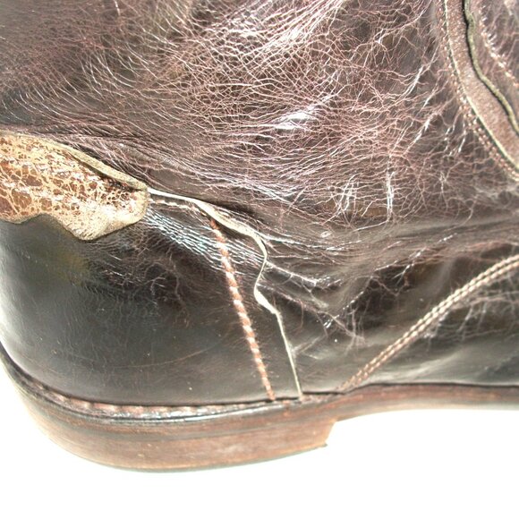 Ermenegildo Zegna Handmade Brown Leather Luxury Hobo Boots 11M $1420 - Picture 13 of 13